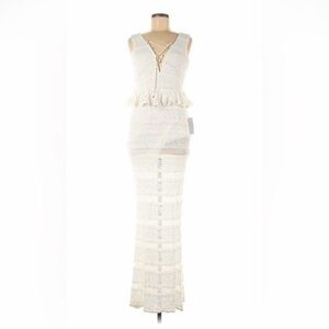NWT Foxiedox White Lace Sheer Maxi Dress Size Small